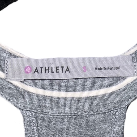 Athleta Striped Tee Ragrhe Gray Ruched Side Dress Size Small - Picture 4 of 5